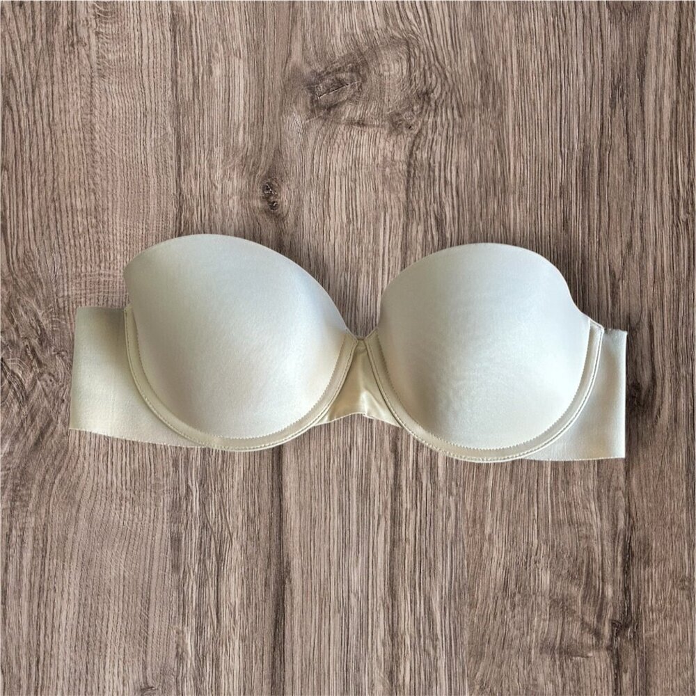SPANX Up For Anything Strapless Underwire Bra Size 32C Champagne Beige NO Straps